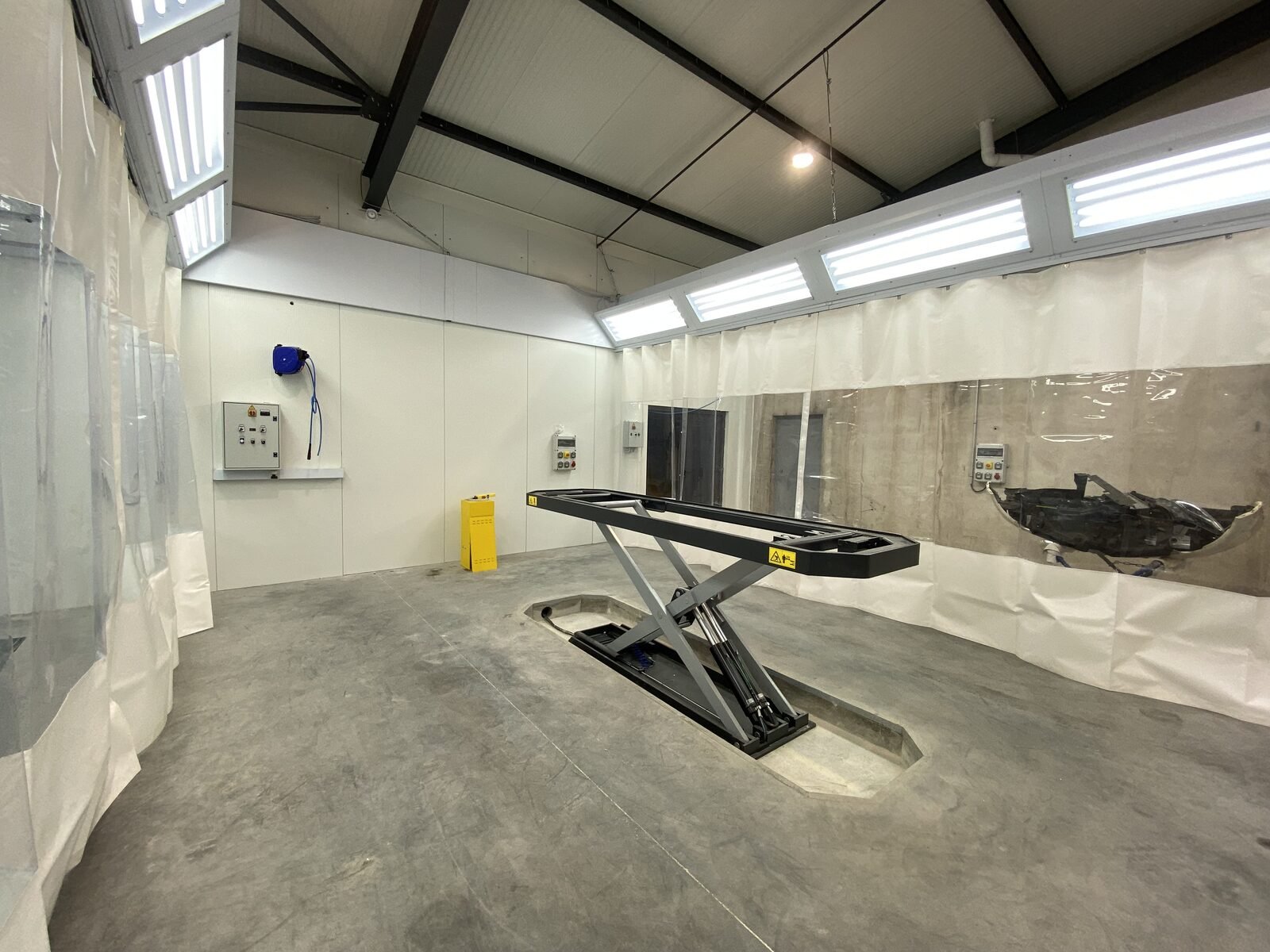 Zone de tirage d'une cabine de peinture